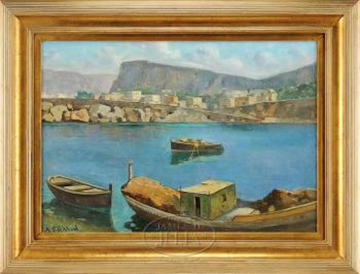 European harbor scene by Aldro Thompson Hibbard