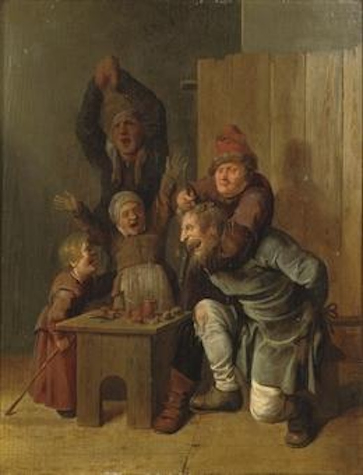 A quack drawing stones from the head of a patient by Jan Miense Molenaer