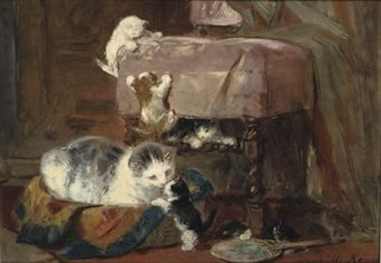 Playing cats by Henriette Ronner-Knip