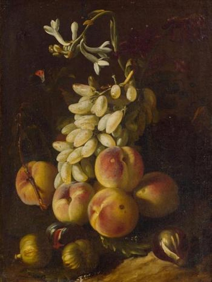 Stilleben mit Trauben und Pfirsichen by Abraham Brueghel