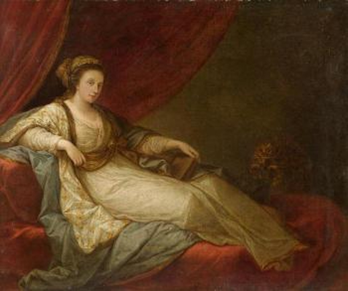 Bildnis einer Dame auf einem roten Diwan by Angelica Kauffmann