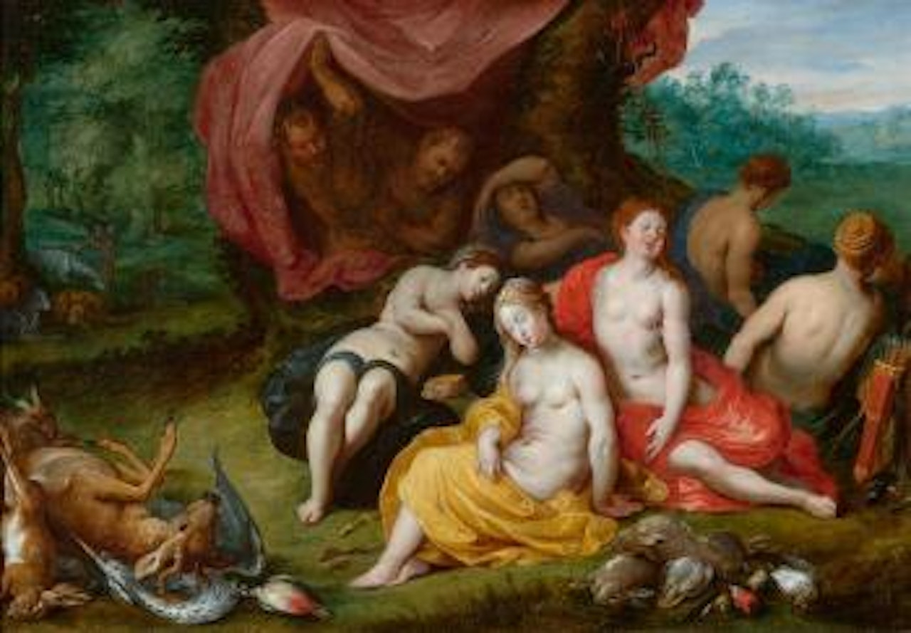 Diana und ihre Nymphen, von Satyrn belauscht by Hendrik van Balen by Jan Brueghel the Younger