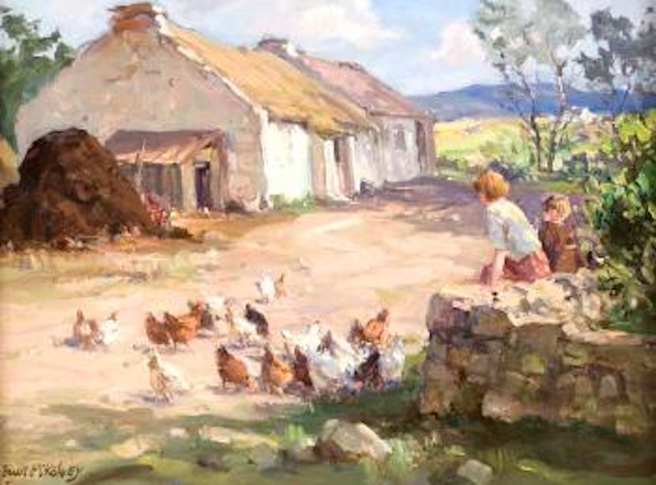 Chickens feeding by Frank Mckelvey