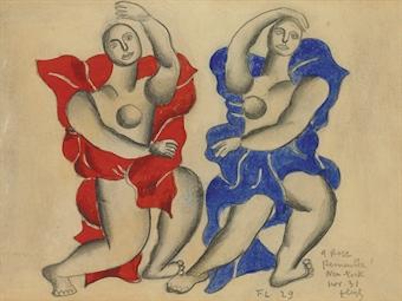 Deux femmes drapées by Fernand Leger