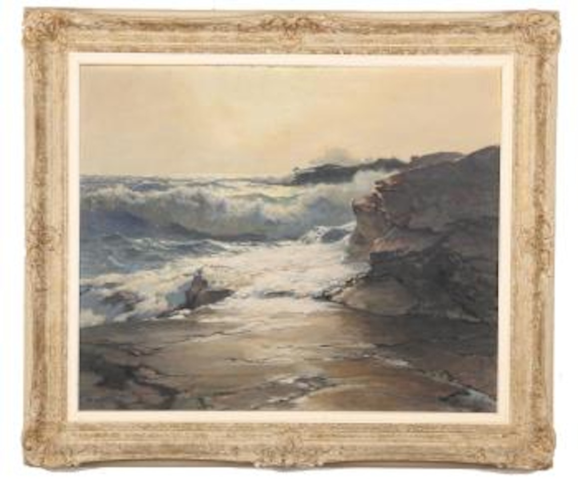 Rocky coastline scene by Frederick Judd Waugh