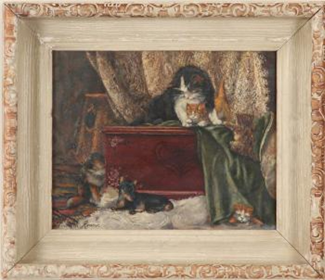 Kittens playing by Henriette Ronner-Knip