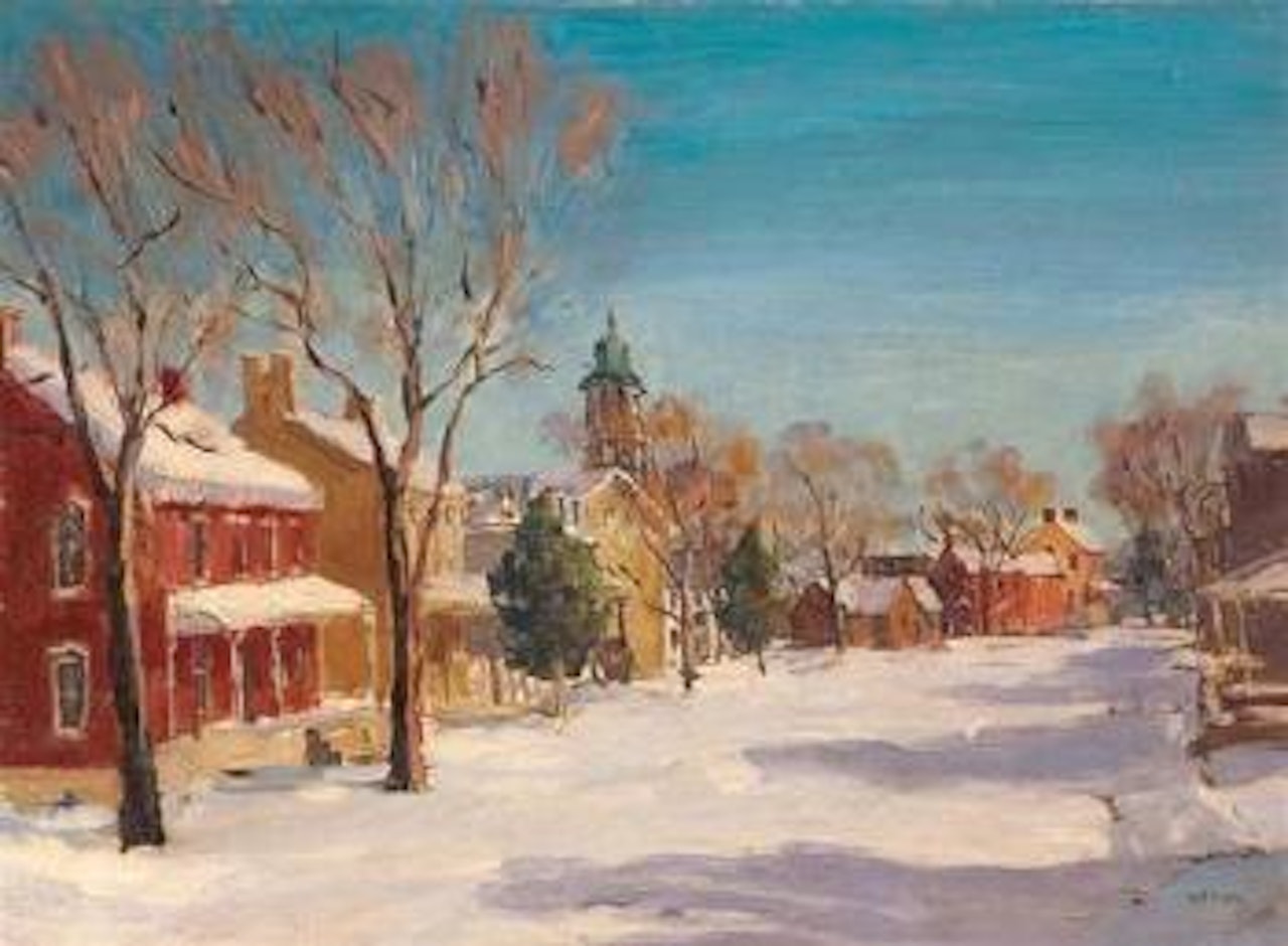 Bucks County village in the snow by Walter Emerson Baum