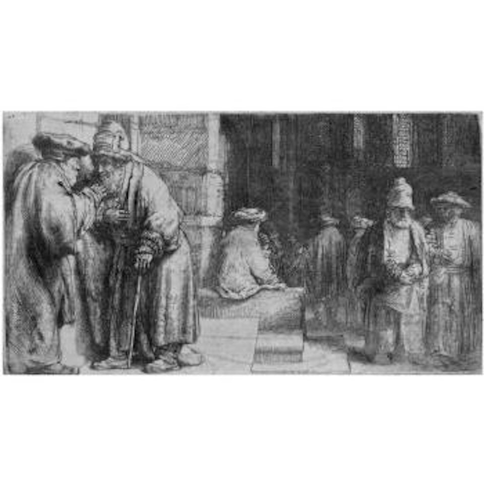 Jews In The Synagogue (B., Holl. 126; H. 234; Bb. 48-D) by Attributed to Rembrandt Harmensz van Rijn