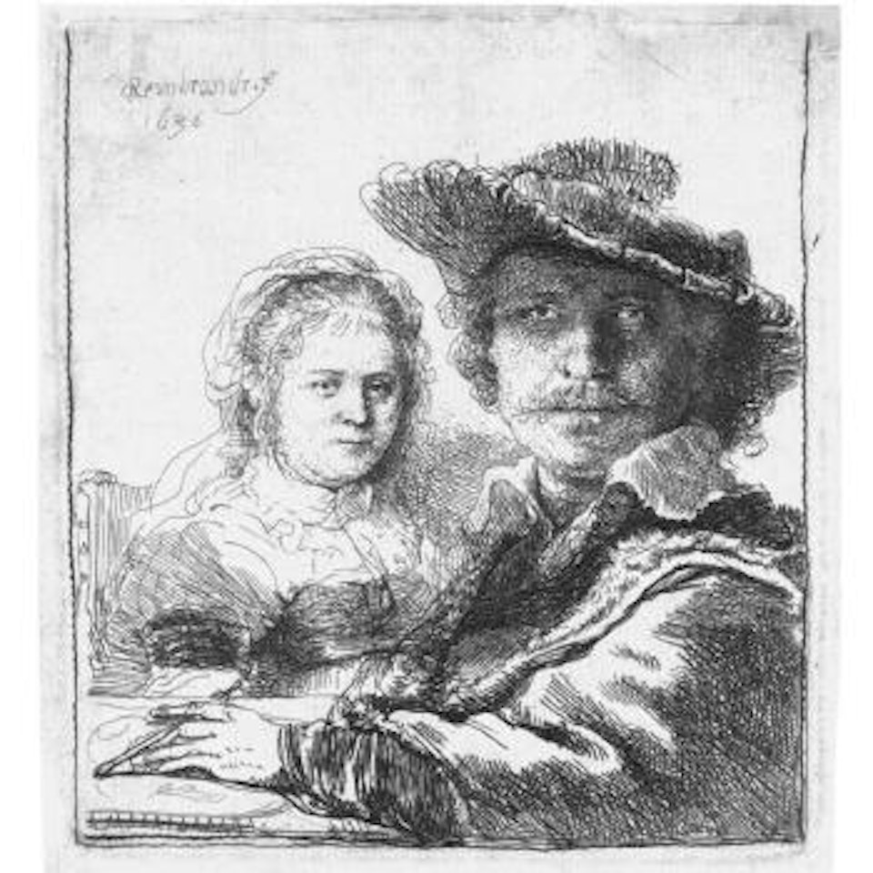 Self-portrait With Saskia (B., Holl. 19; H. 144; Bb. 36-A) by Attributed to Rembrandt Harmensz van Rijn