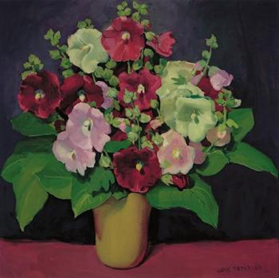Hollyhocks by Jane Peterson