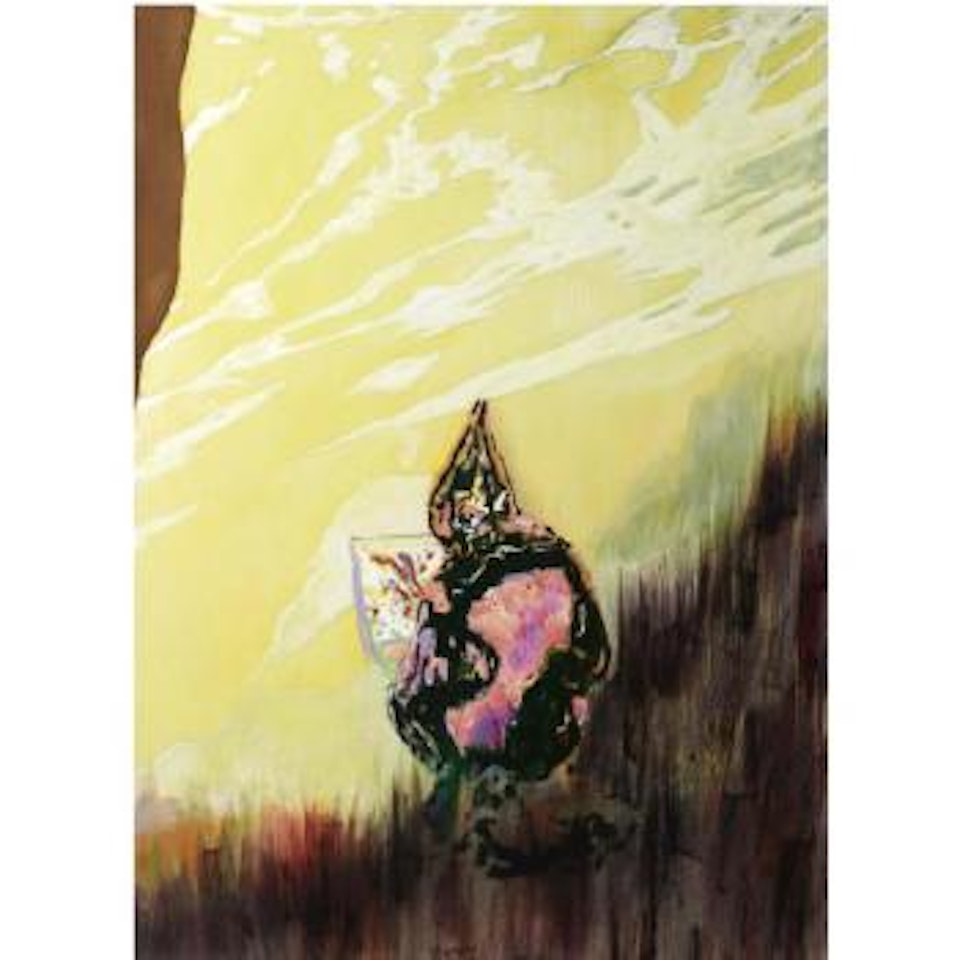 Figure in mountain landscape (cave painting) by Peter Doig