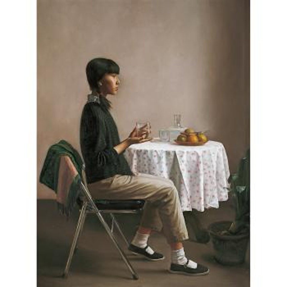 Girl with glass by Li Guijun