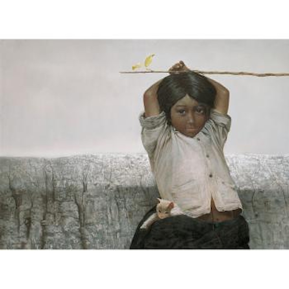 The child holding a branch by Luo Zhongli