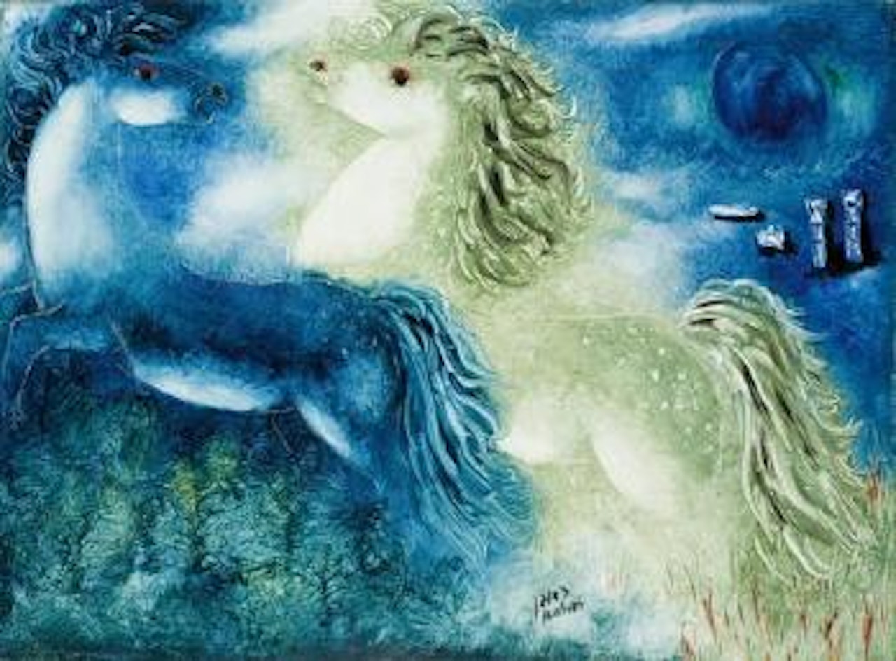 Horses in the night by Reuven Rubin