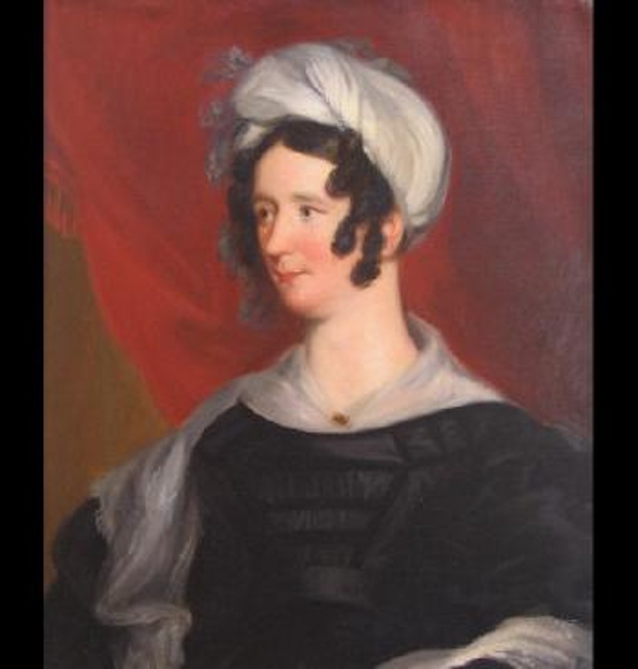 Portrait of an artistic lady, head and shoulders, depicted wearing a black dress and white turban with ringlets in her hair, possibly Augusta Lee or Claire Clairmont by Sir Thomas Lawrence