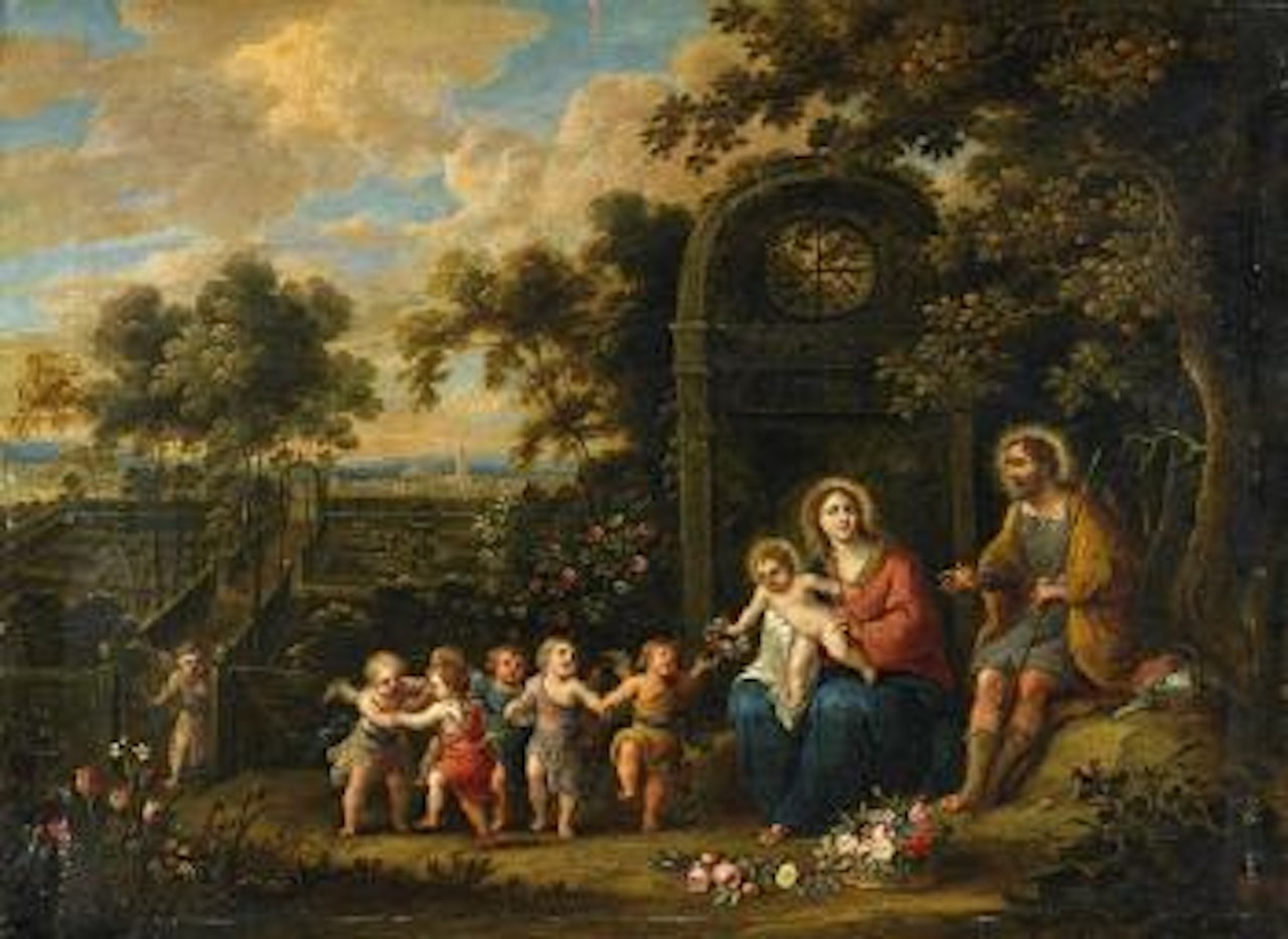 Landschaft mit Heiliger Familie by Pieter van Avont by Abraham Govaerts