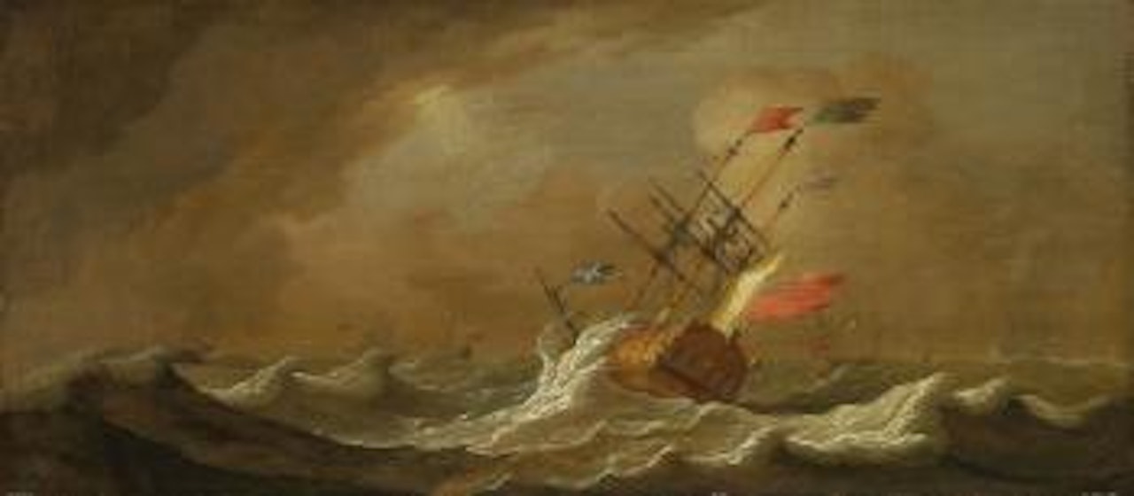Segelschiffe auf sturmischer See by Peter Monamy