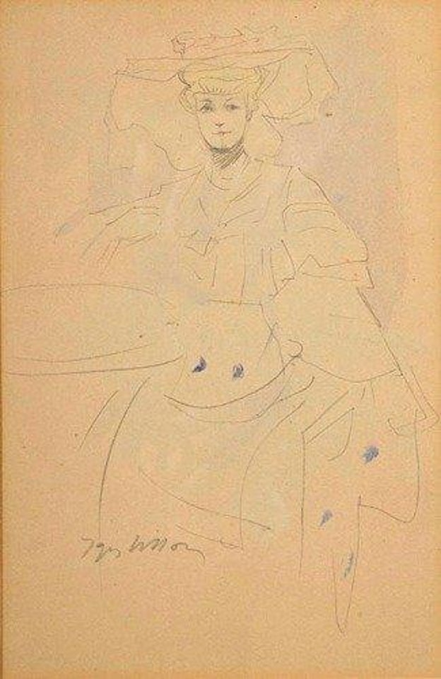 Jeune femme au chapeau assise by Jacques Villon