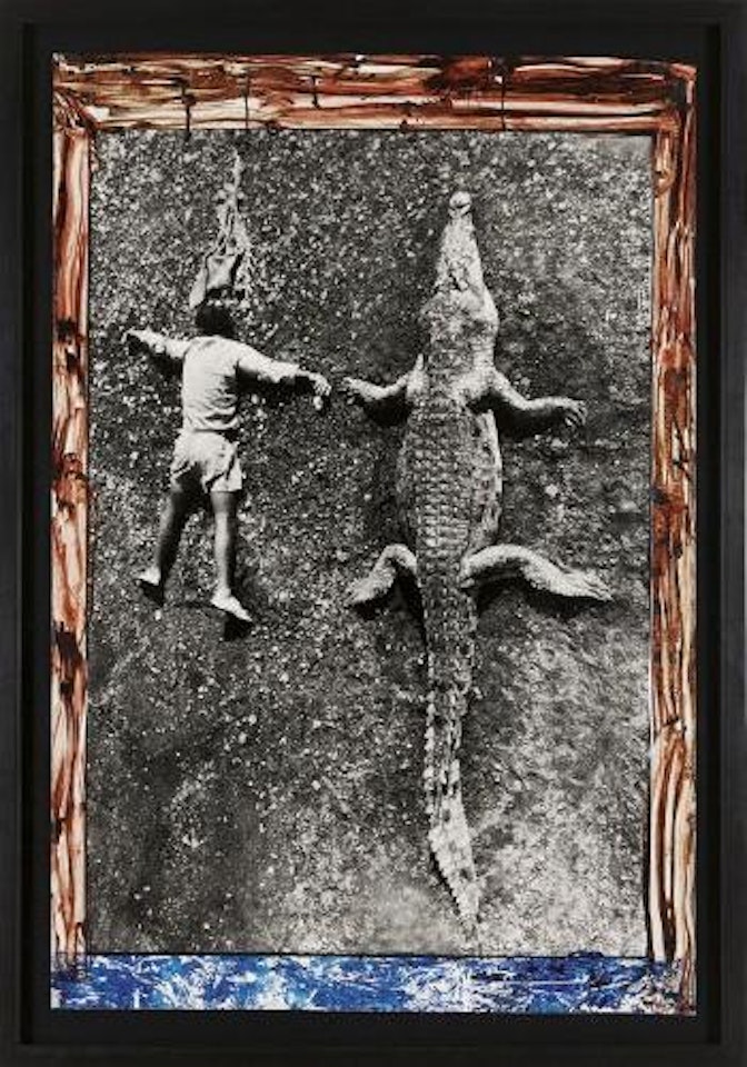 Alistair and Croc, Alia Bay, Kenya by Peter Beard