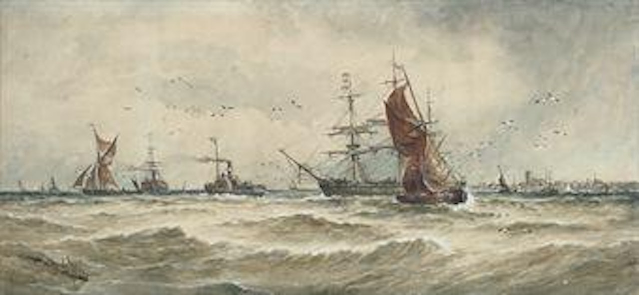 Shipping in a swell. Holy Island by Thomas Bush Hardy