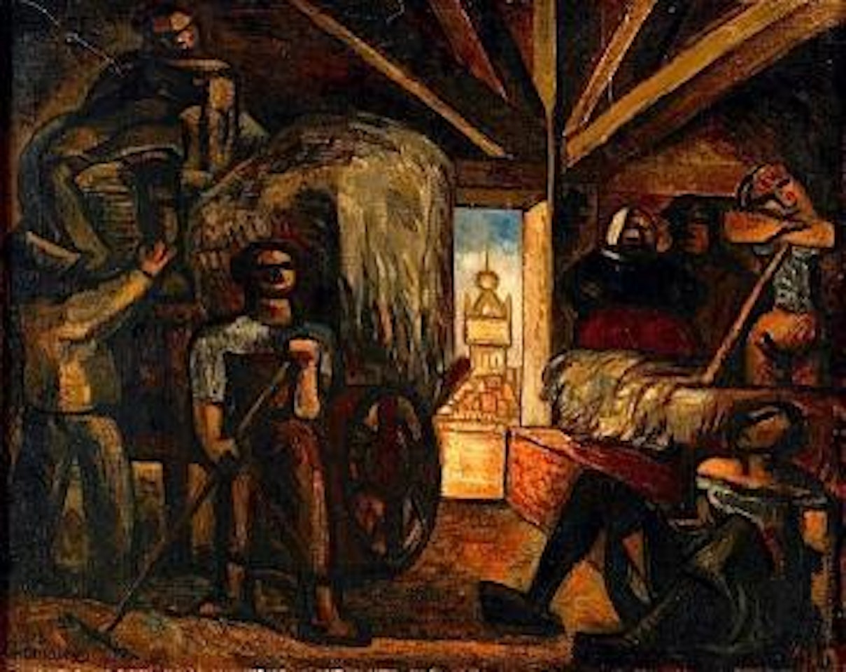 Les faneurs dans la grange by Marcel Gromaire