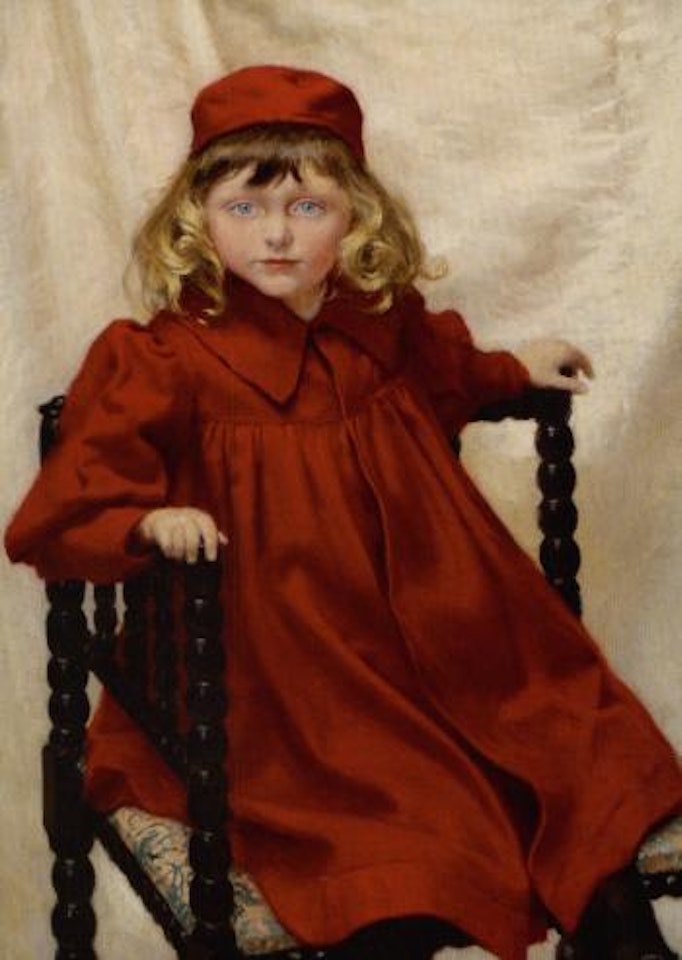 The artist's daughter Harriet Fischer in a red coat by Paul Fischer
