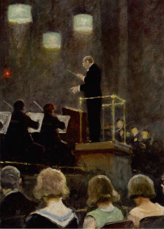 Emil Resen dirigerer Radioorkesteret. Emil Reesen conducts the Radio Orchestra by Paul Fischer