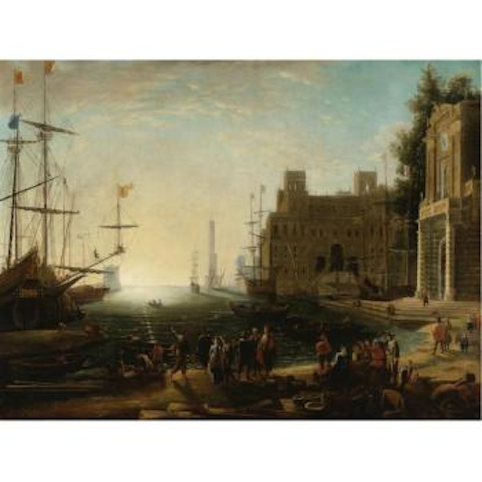 View of a bustling port by Claude Lorrain