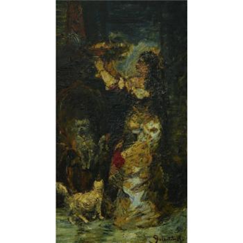 Woman in an interior by Adolphe Monticelli