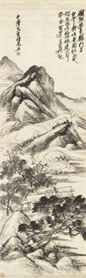 Landscape in the style of Wu Zhen by Wu Changshuo