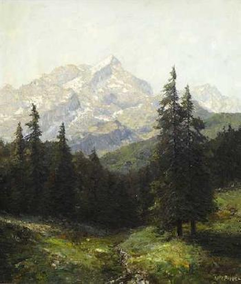 Die Alpspitze bei Garmisch - vom Aufstieg beim Eckbauer' by Otto Pippel