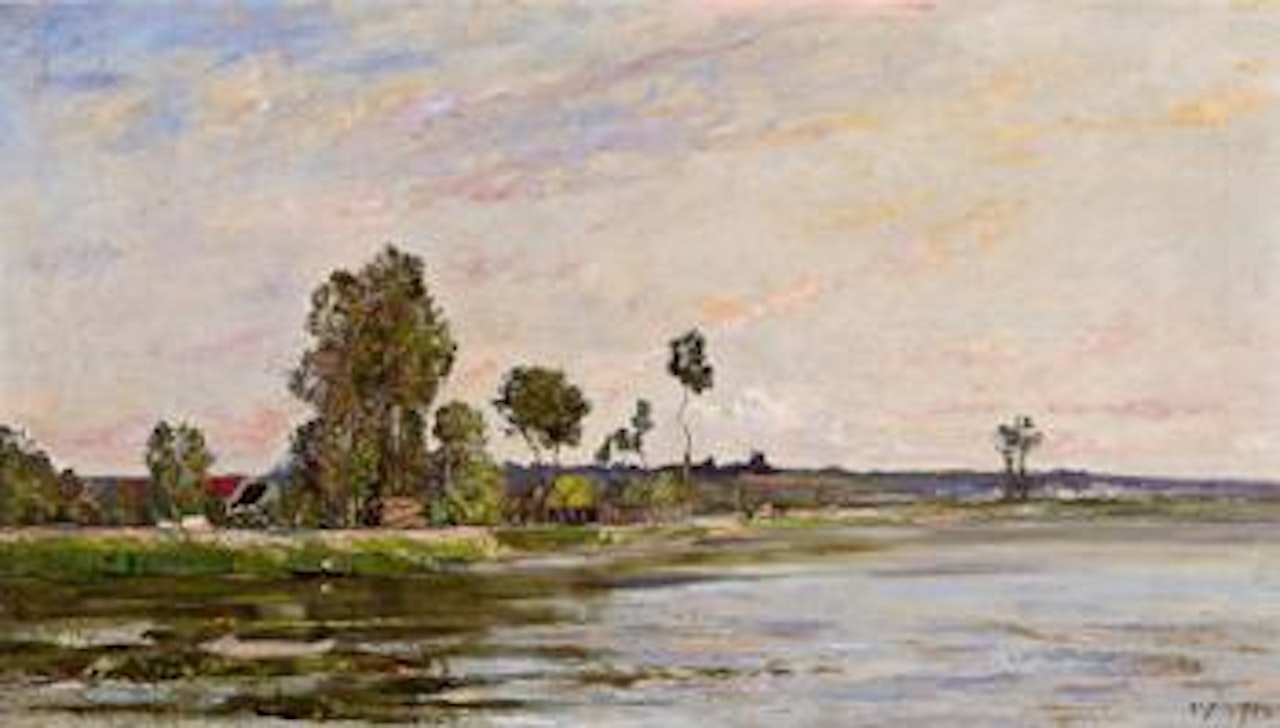 Flusslandschaft am Waldrand by Hippolyte Camille Delpy