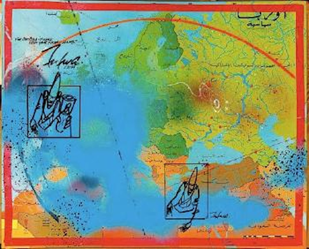 Sans titre (carte d'Europe en Arabe) by Futura