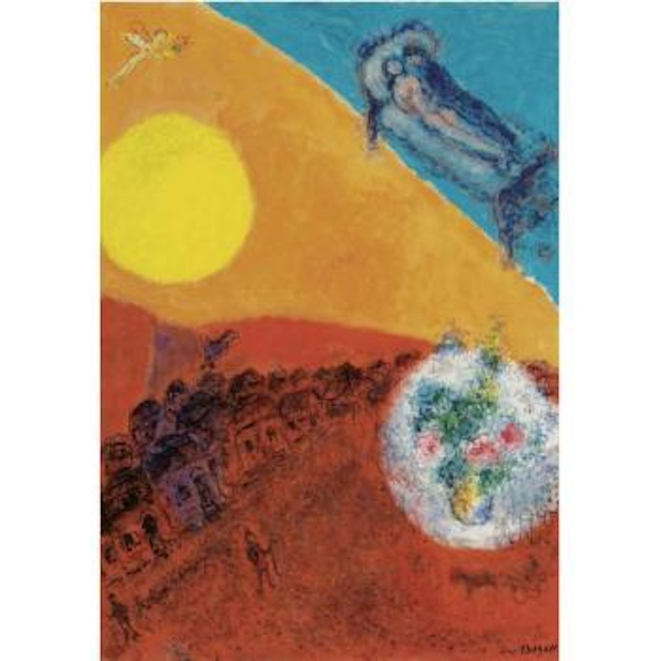 Repos Dans Le Ciel Multicolore by Marc Chagall