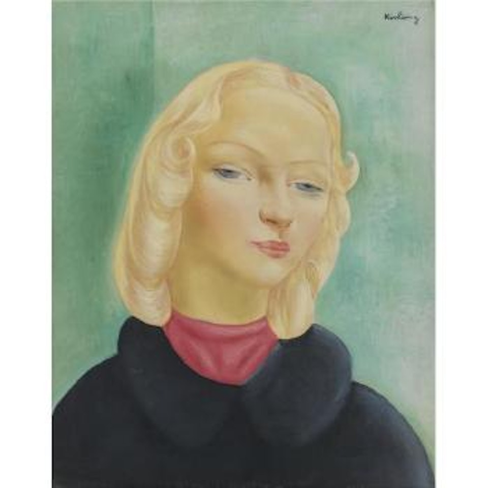 Jeune Fille Au Foulard Rouge Or Portrait D'ingrid Rooge by Moïse Kisling