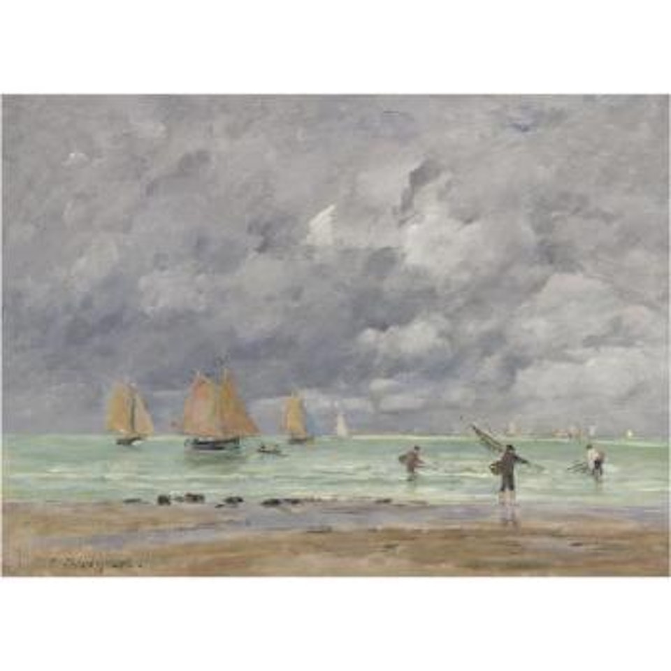 Pêcheurs Et Voiliers Devant Trouville by Eugène Boudin
