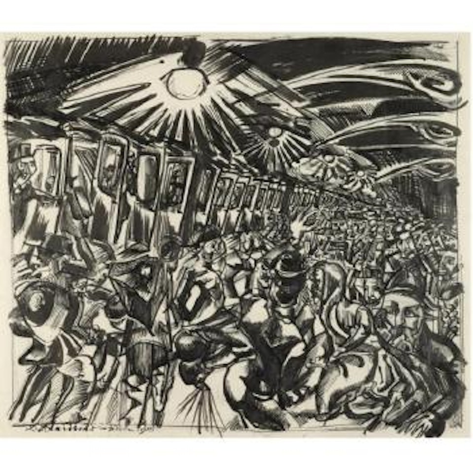 Menschenmenge Im Bahnhof (Crowd In The Station) by Ludwig Meidner