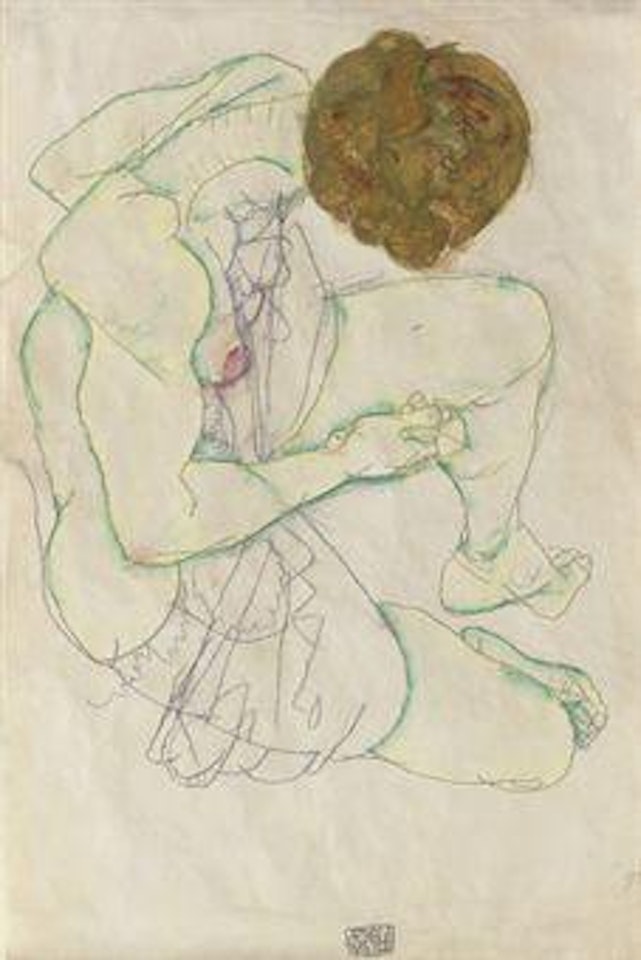 Sitzender Frauenakt by Egon Schiele