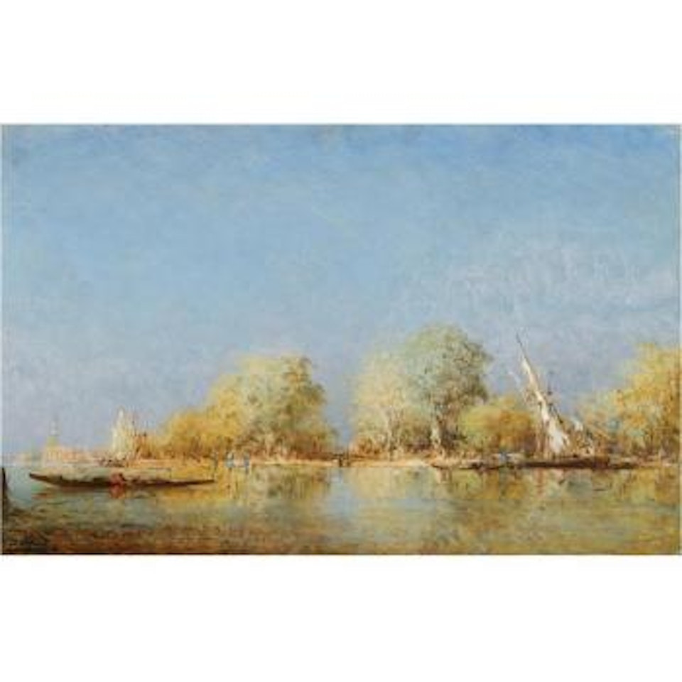 Gondole Devant Les Jardins Français, Venise by Félix Ziem