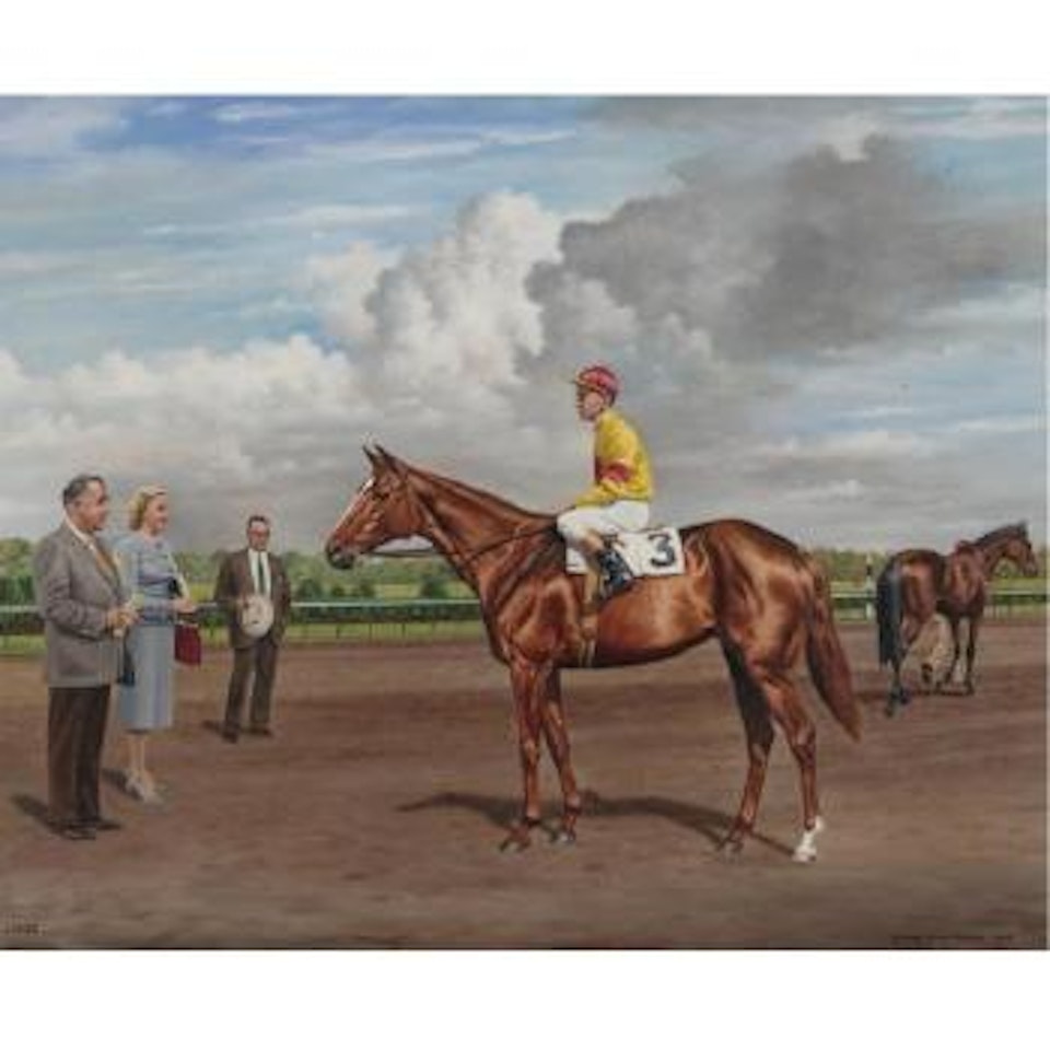 The Horse Levee With Haldane Woodhouse Up, Owners Mr. And Mrs. V.G. Cardy And Trainer Norman R. Mcleod by Richard Stone Reeves