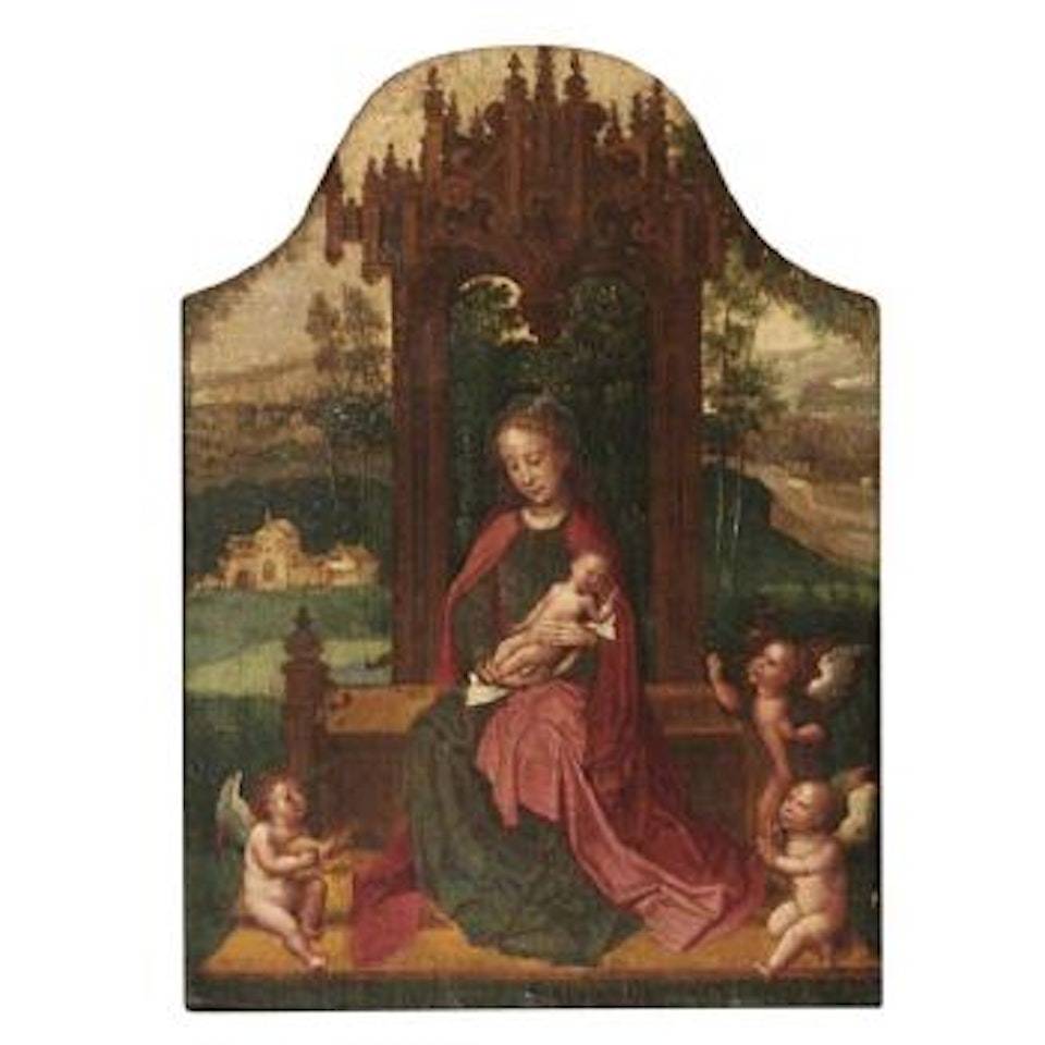 Virgin And Child Enthroned by Adriaen Isenbrandt