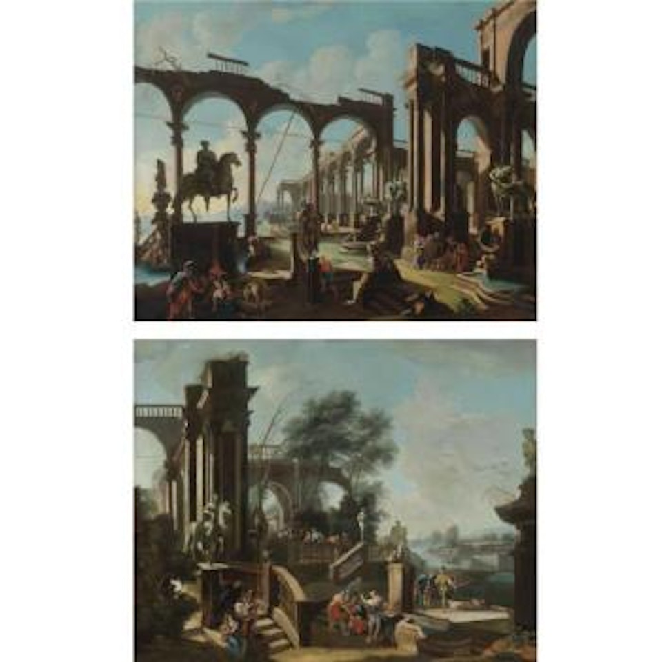 A Pair Of Architectural Capriccios by Neapolitan School
