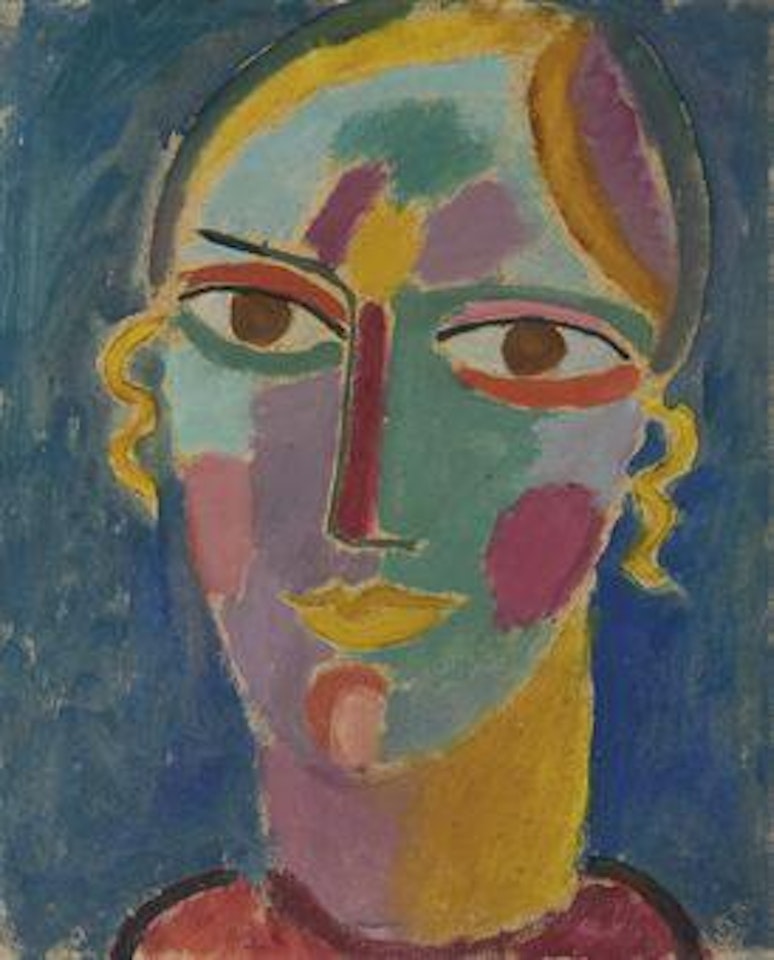 Mystischer Kopf: Frauenkopf auf blauem Grund by Alexej von Jawlensky