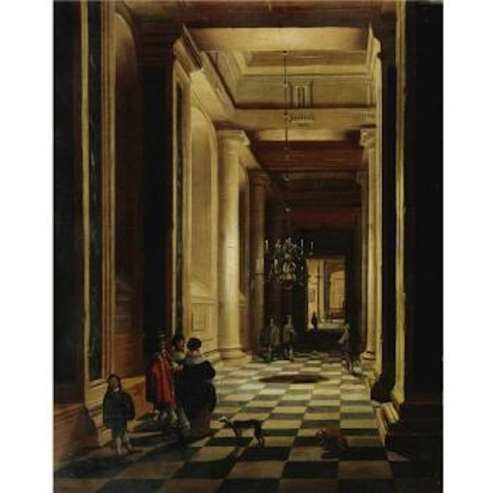 Church Interior With Figures Strolling by Hendrik van Steenwyck the Younger