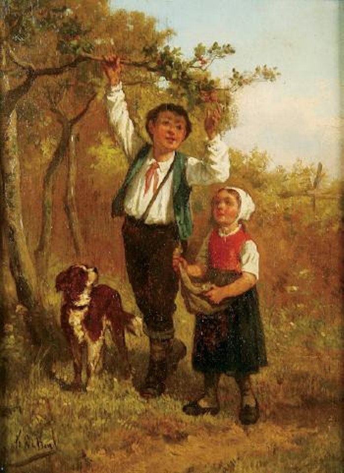 Picking cherries. Leap frog by Frans de Beul