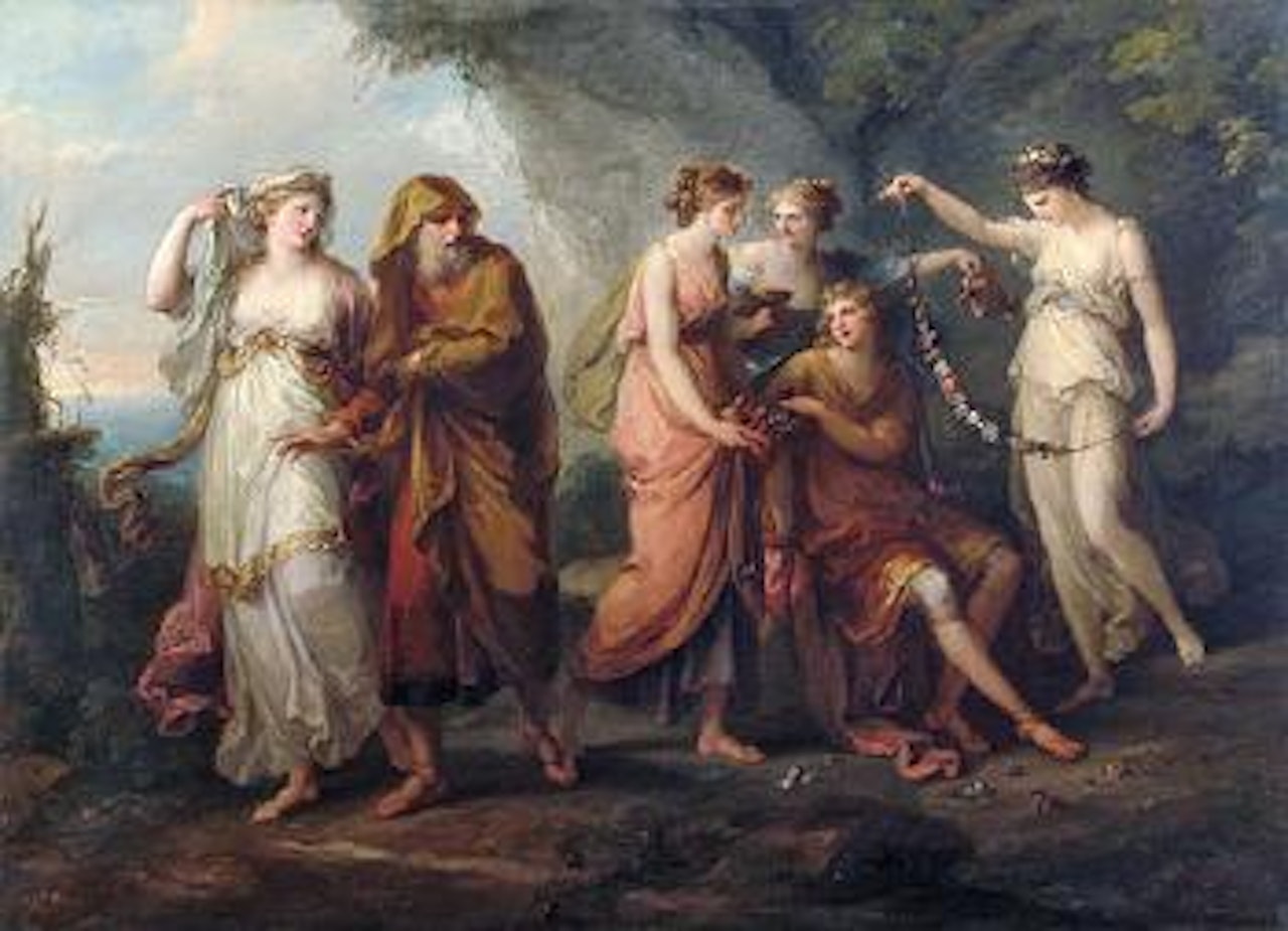 Telemach und Mentor auf der Insel der Kalypso by Angelica Kauffmann