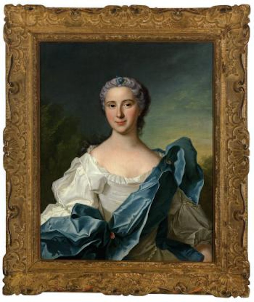 Portrait of a lady in a blue coat by French School