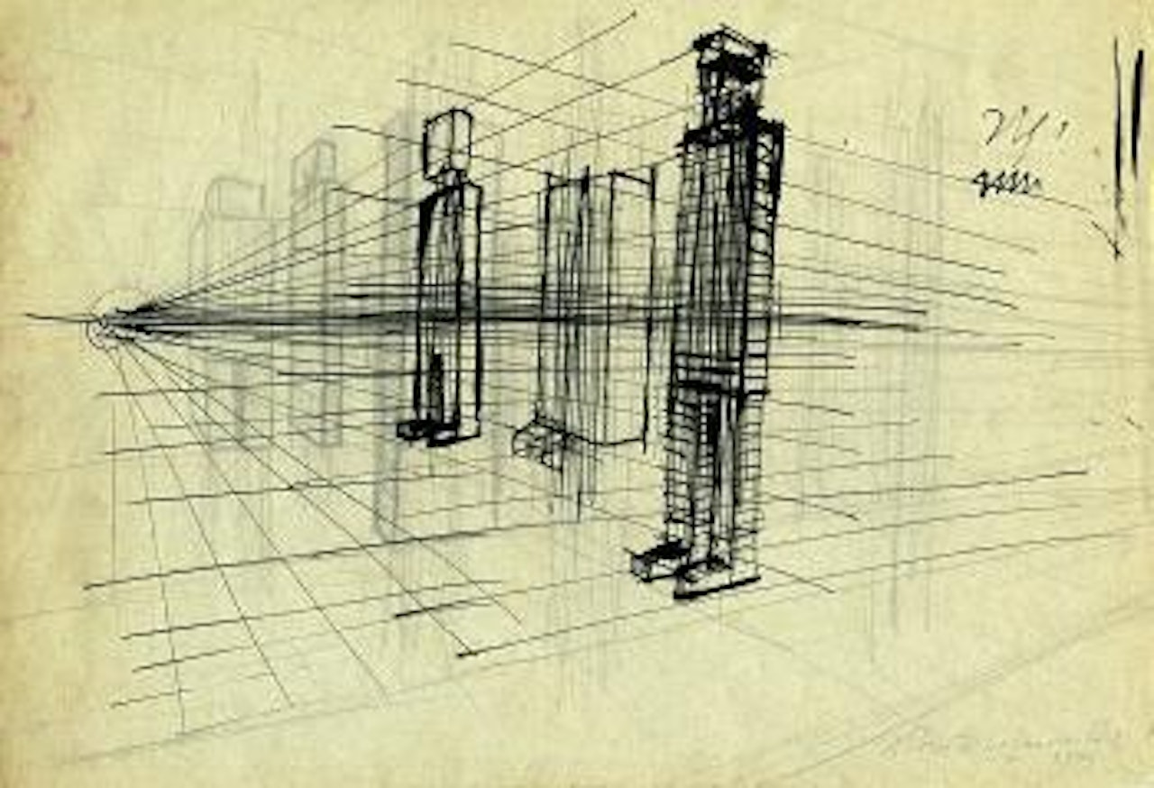 Perspektivische Figurenkomposition by Alberto Giacometti