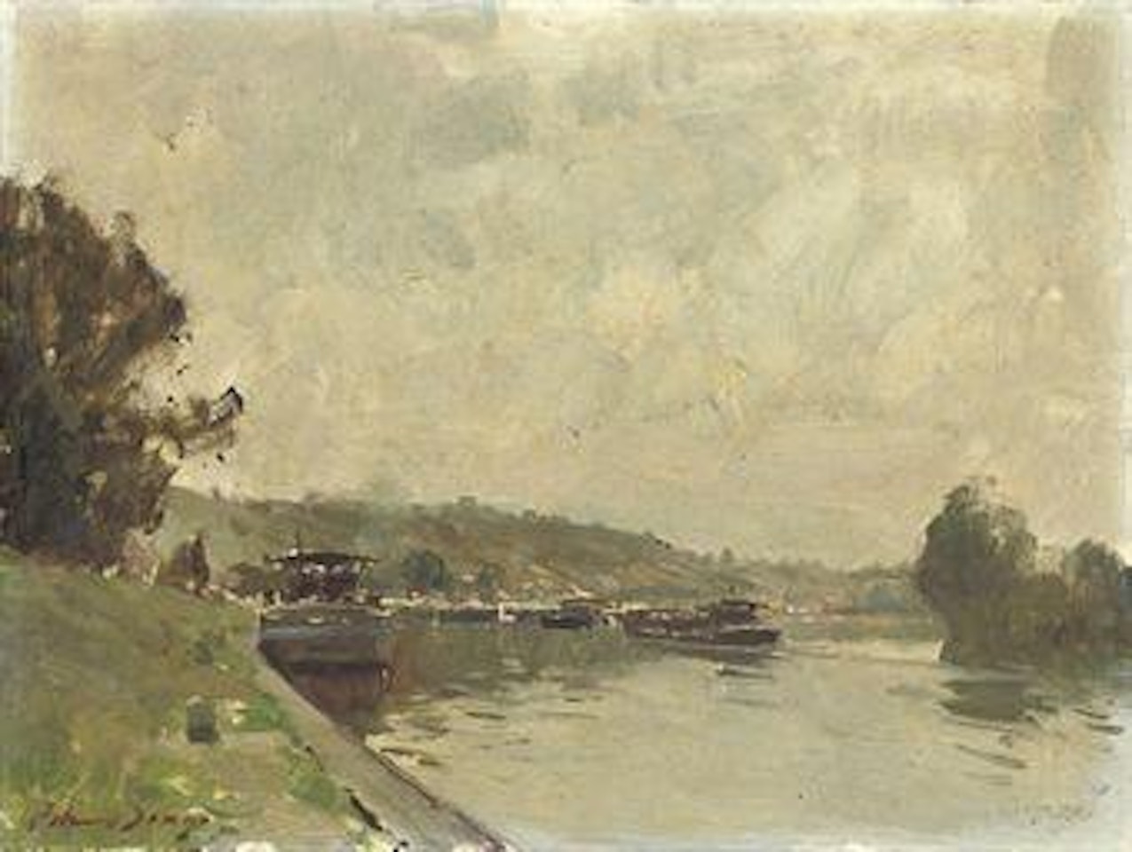 The Lock at Mericourt by Edward Seago