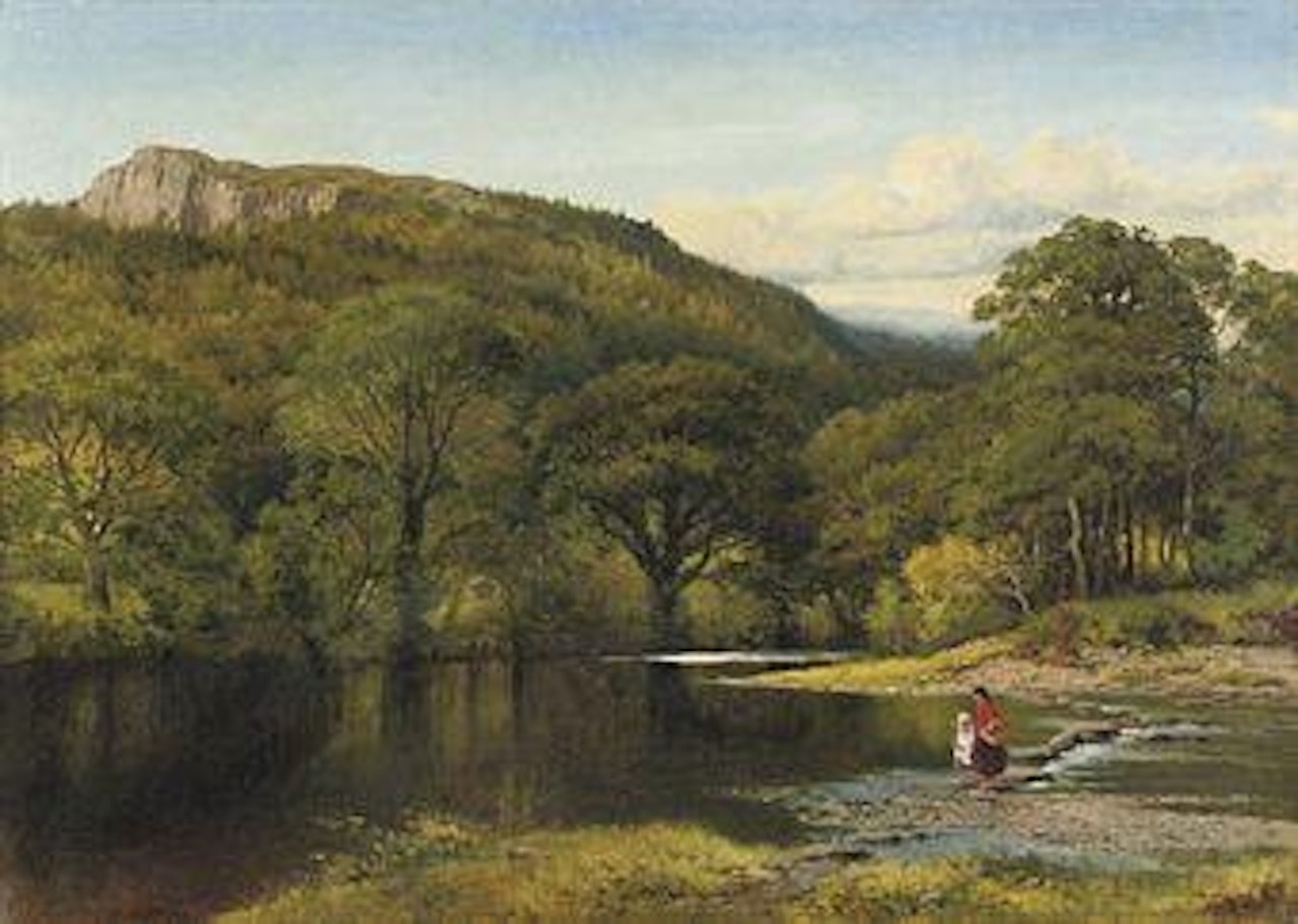 Stepping Stones, Bettws-y-Coed by Benjamin Williams Leader